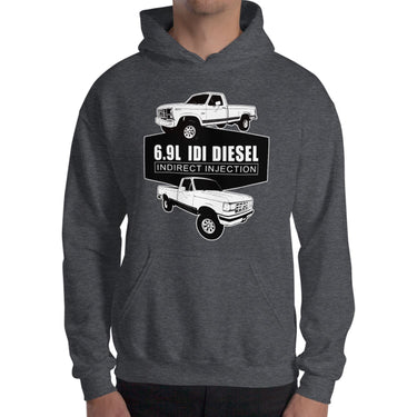 6.9 IDI 80s and 90s F250 Diesel Truck Hoodie in grey